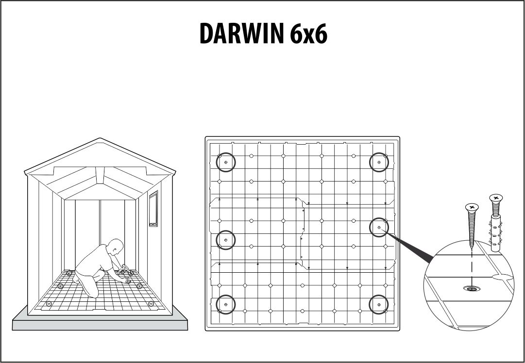 Сарай "Дарвин 6х6" (размеры 183 х 182 ), серый