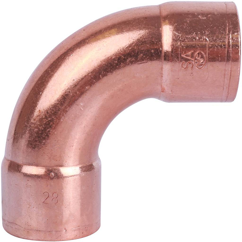 Отвод двухраструбный 28 мм / 90° под пайку медный SANHA 15002A28