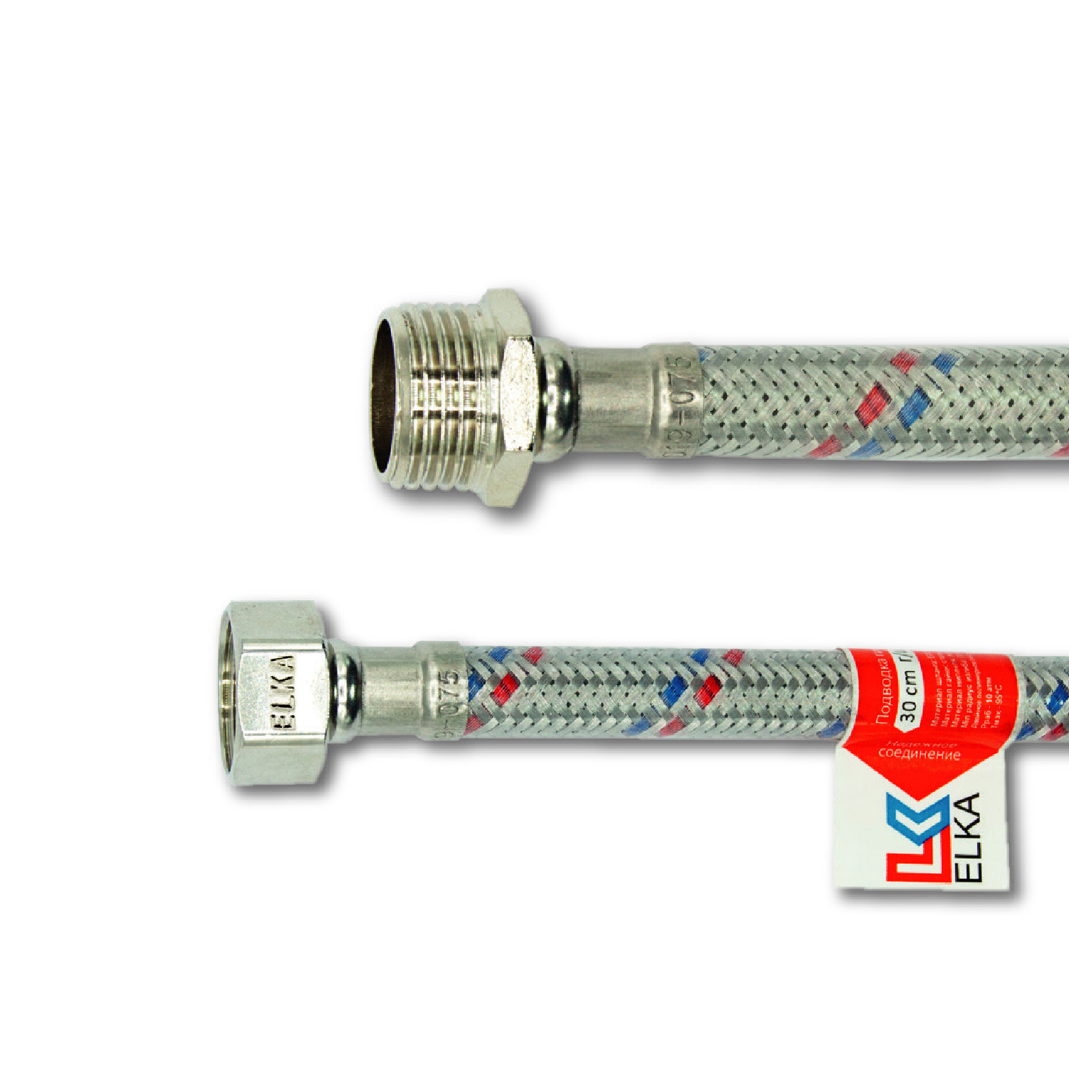 Подводка гибкая для воды (сталь) в пвх оболочке  60 см гайка-штуцер (10/170) "elka"