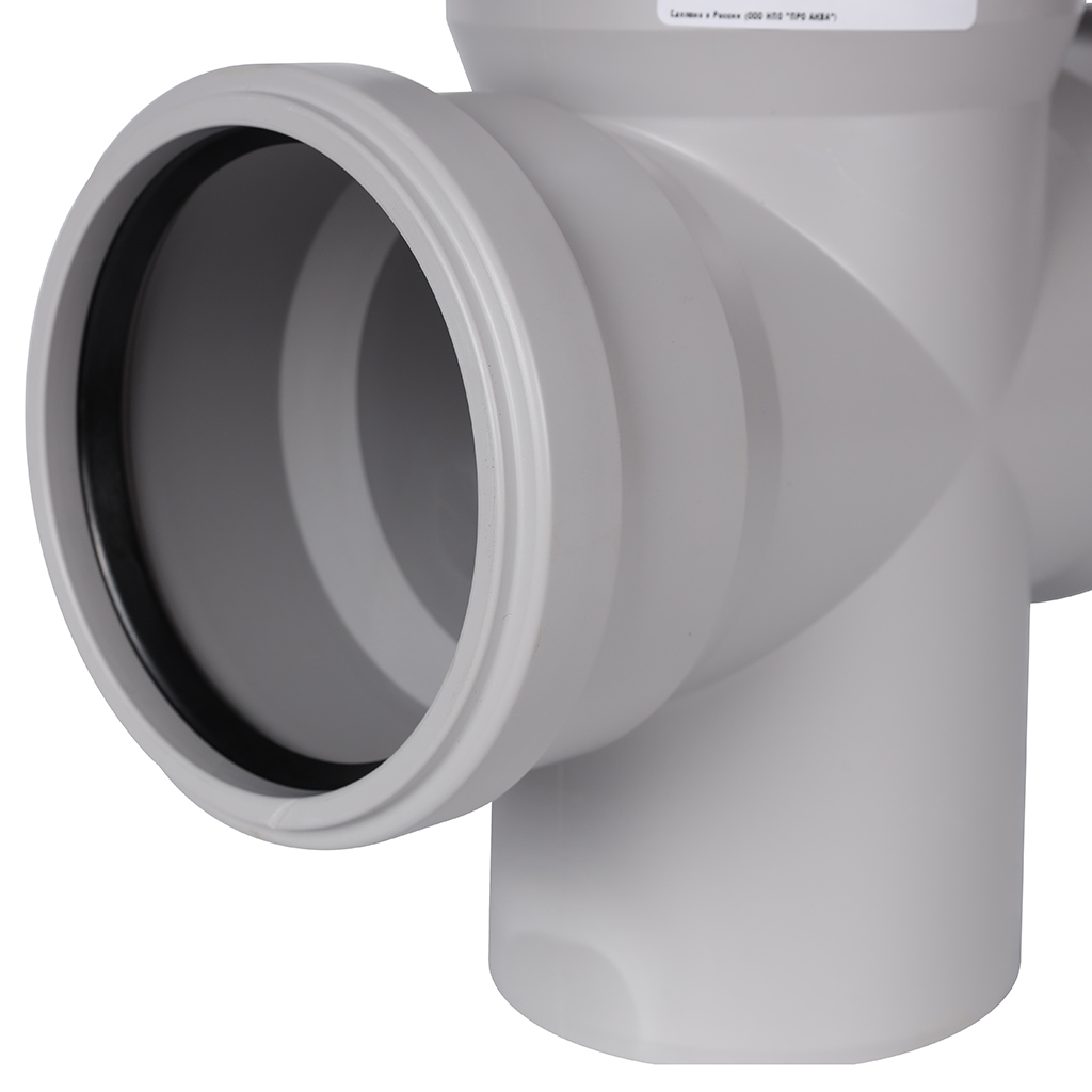 Крестовина 87,5° одноплоскостная канализационная бесшумная D = 110 х 110 х 110 мм STOUT