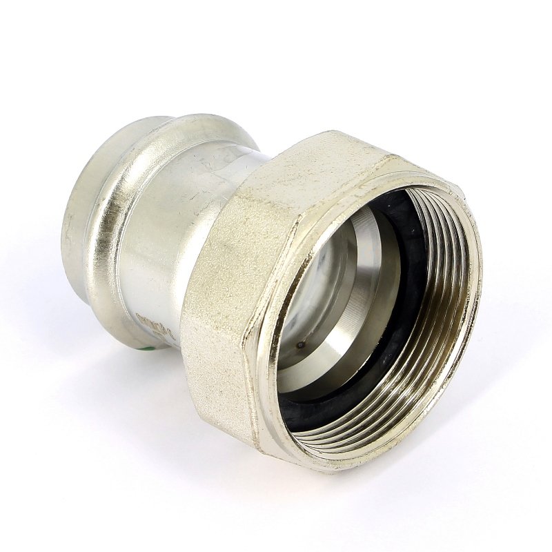 Муфта пресс-В с накидной гайкой 42х1"1/4 нержавеющая сталь Sanpress Inox VIEGA