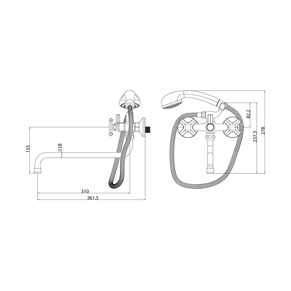 Смеситель для ванн "promotion"  lm6051c  длинный круглый излив, двухвентильный (1/10) "lemark"