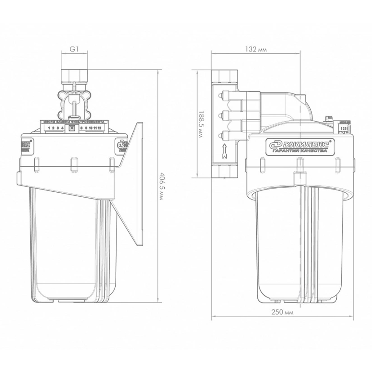 Корпус картриджного фильтра для воды 1 м 10" в 40 л/мин (1) "джилекс"