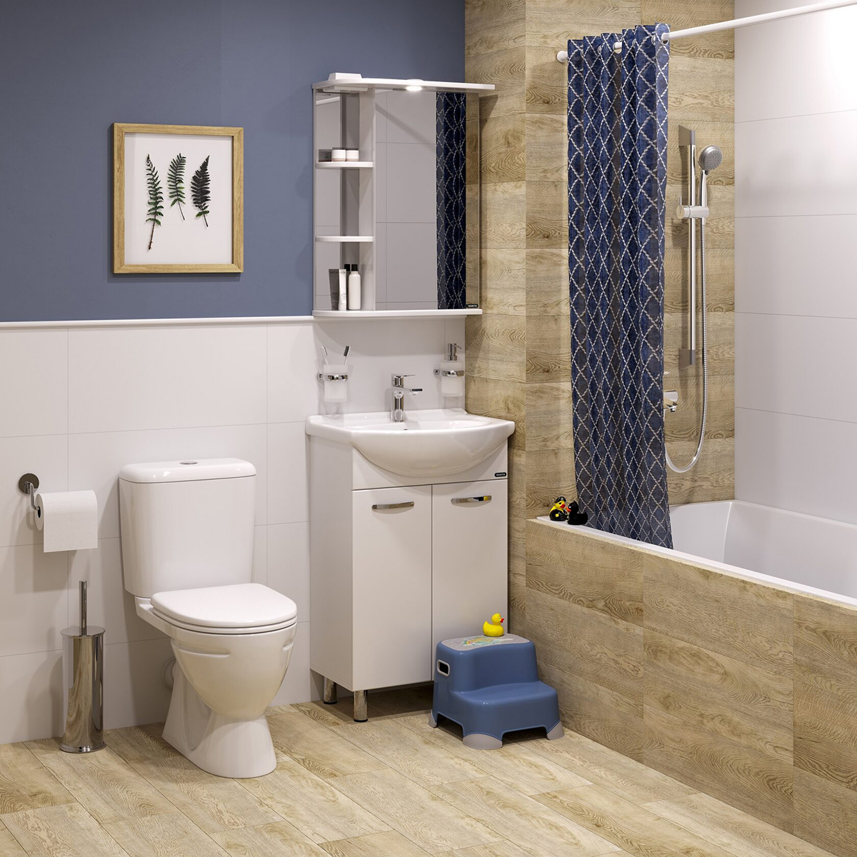 Тумба под раковину напольная "вега" 820*515*300 мм, белая "sanita" vgsacw55013f1