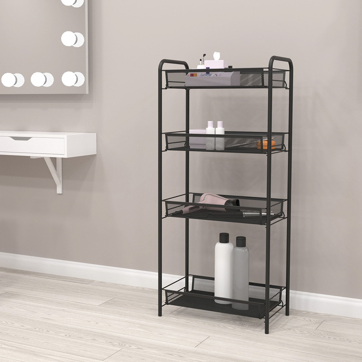 Этажерка "ладья 24" 4 корзины (250*440*960 мм) черный (1) э 556 ч