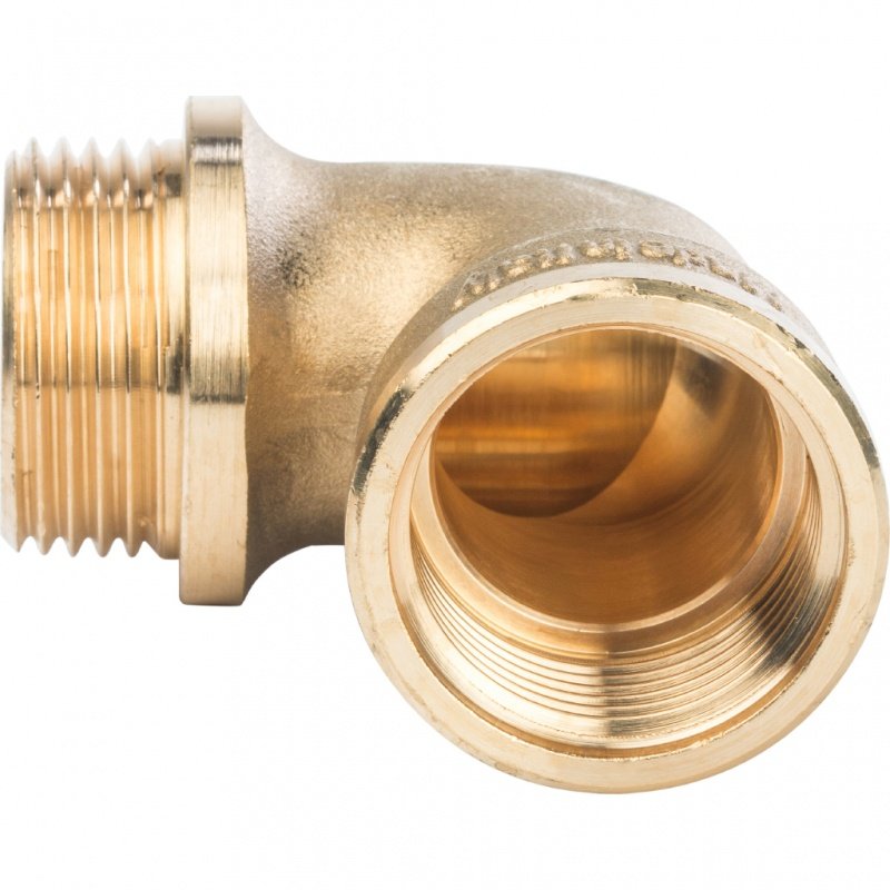Угол резьбовой ВН с упором 1" латунь STOUT