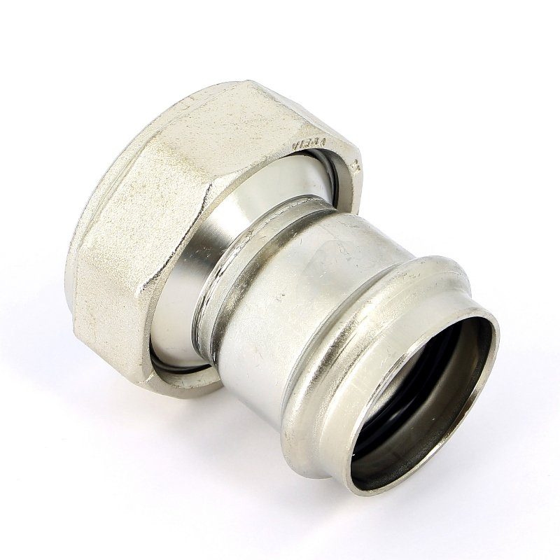 Муфта пресс-В с накидной гайкой 42х1"1/4 нержавеющая сталь Sanpress Inox VIEGA