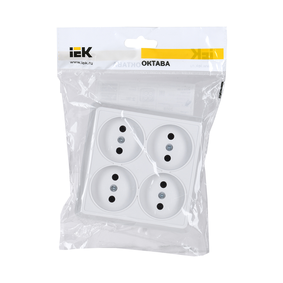 Розетка открыт. уст. "октава" 4-х местн. рс24-2-об, 10а, белый (1/20/240) "iek"