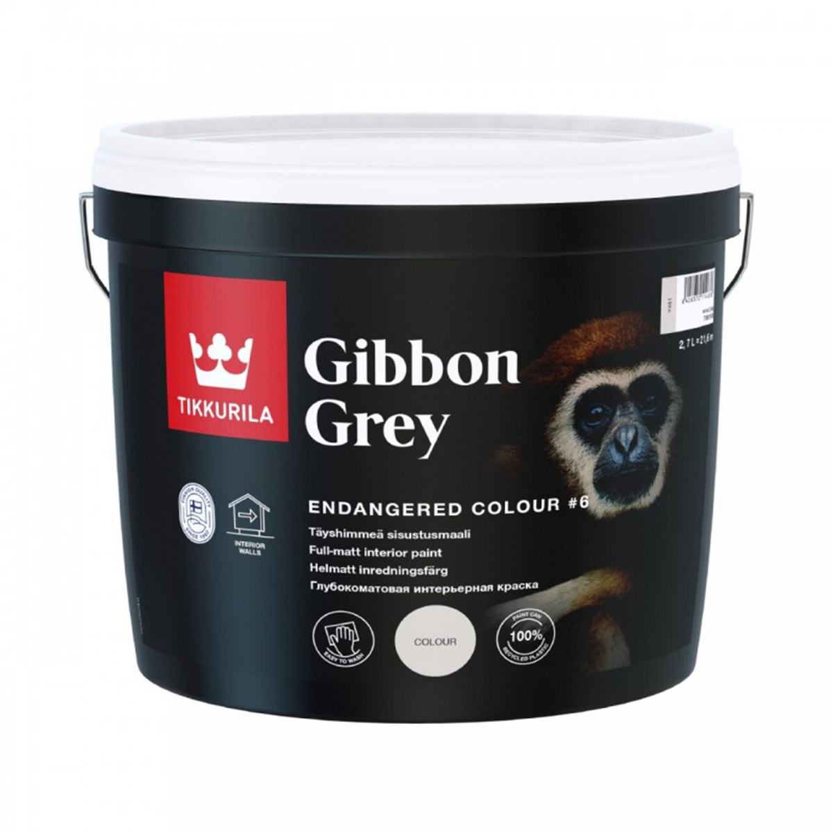 Краска "endangered colour" gibbon grey 2,7 л (y481, св.серая) интерьерная "тиккурила"
