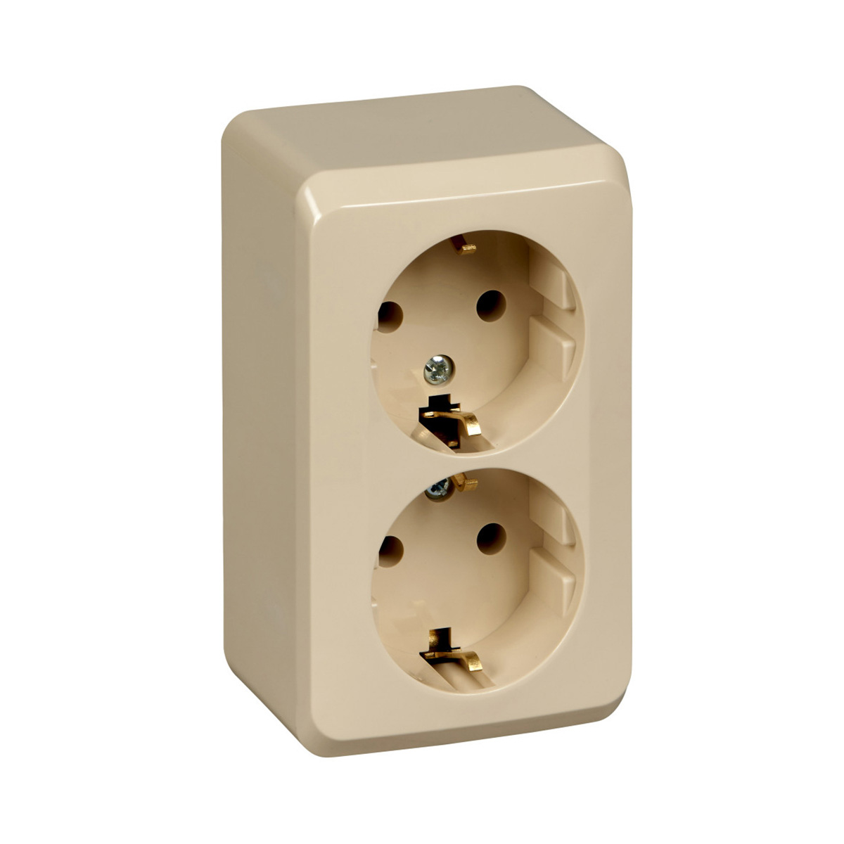 Розетка открыт. уст. "этюд" 2-х местн. с заземл. 16а, кремовый (1/16/96) "schneider"