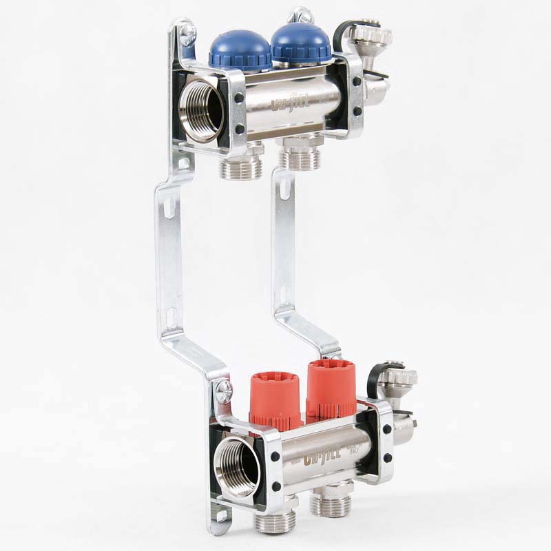 Колл. группа UNI-FITT 1"x3/4" ЕК 2 выхода с регулировочными и термостатическими вентилями