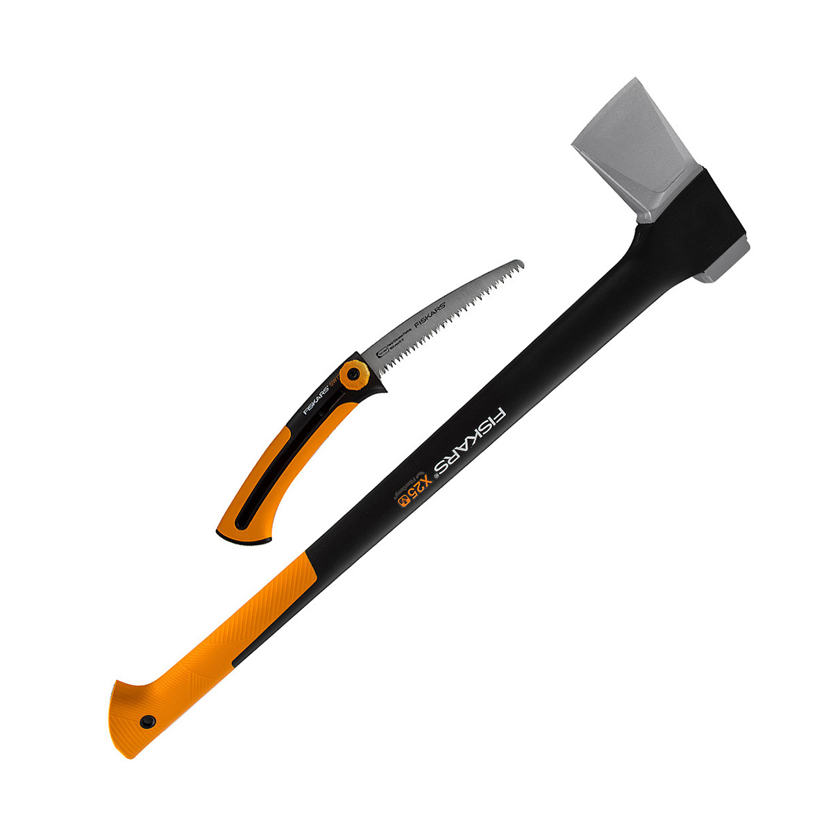 Топор-колун 2,4 кг x25 + пила садовая малая sw 73 (1/2) "fiskars" 1025437