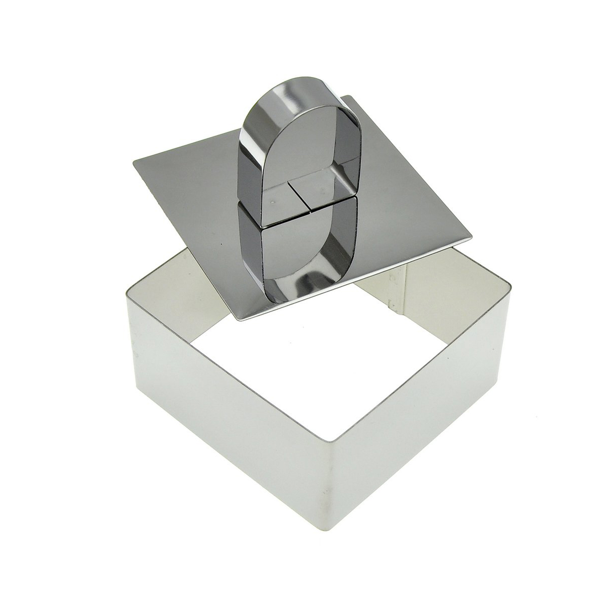 Форма кулинарная "квадрат" нержав. 8*8*4 см с крышкой-прессом (1/6/120) "мультидом" an8-4