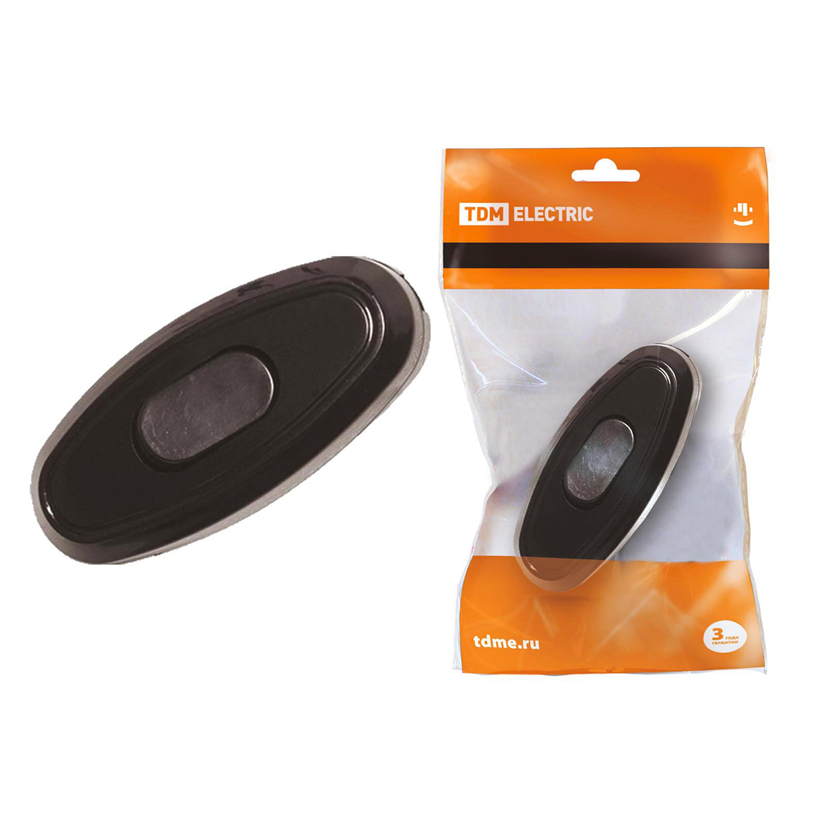 Выключатель на шнур 6а 250в, черный (1/80/800) tdm sq1806-0022