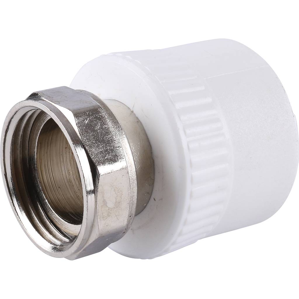 Муфта комбинированная KALDE 20 х 1/2"с накидной гайкой PP белая