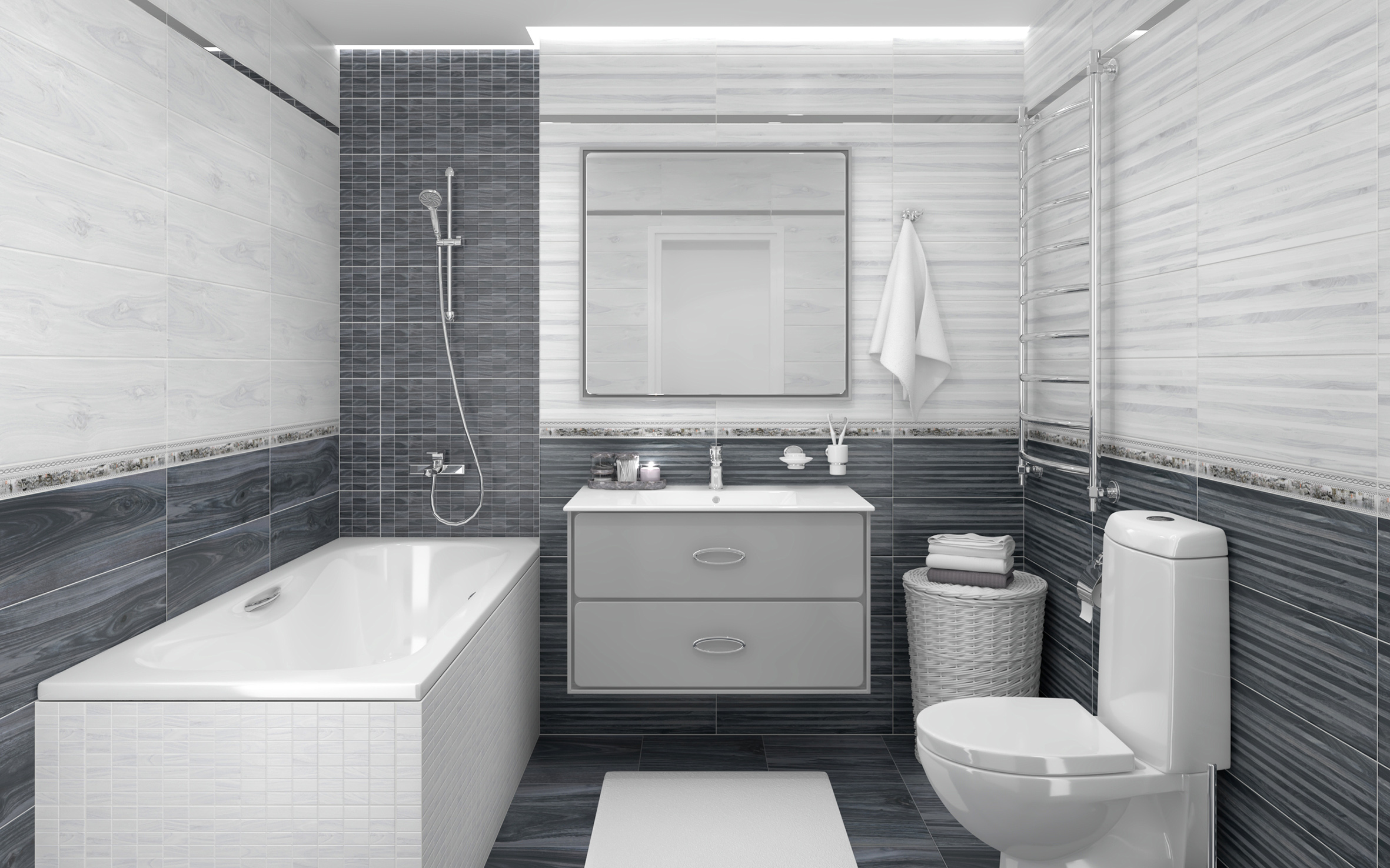 Zen декор мозаичный чёрный 20x60