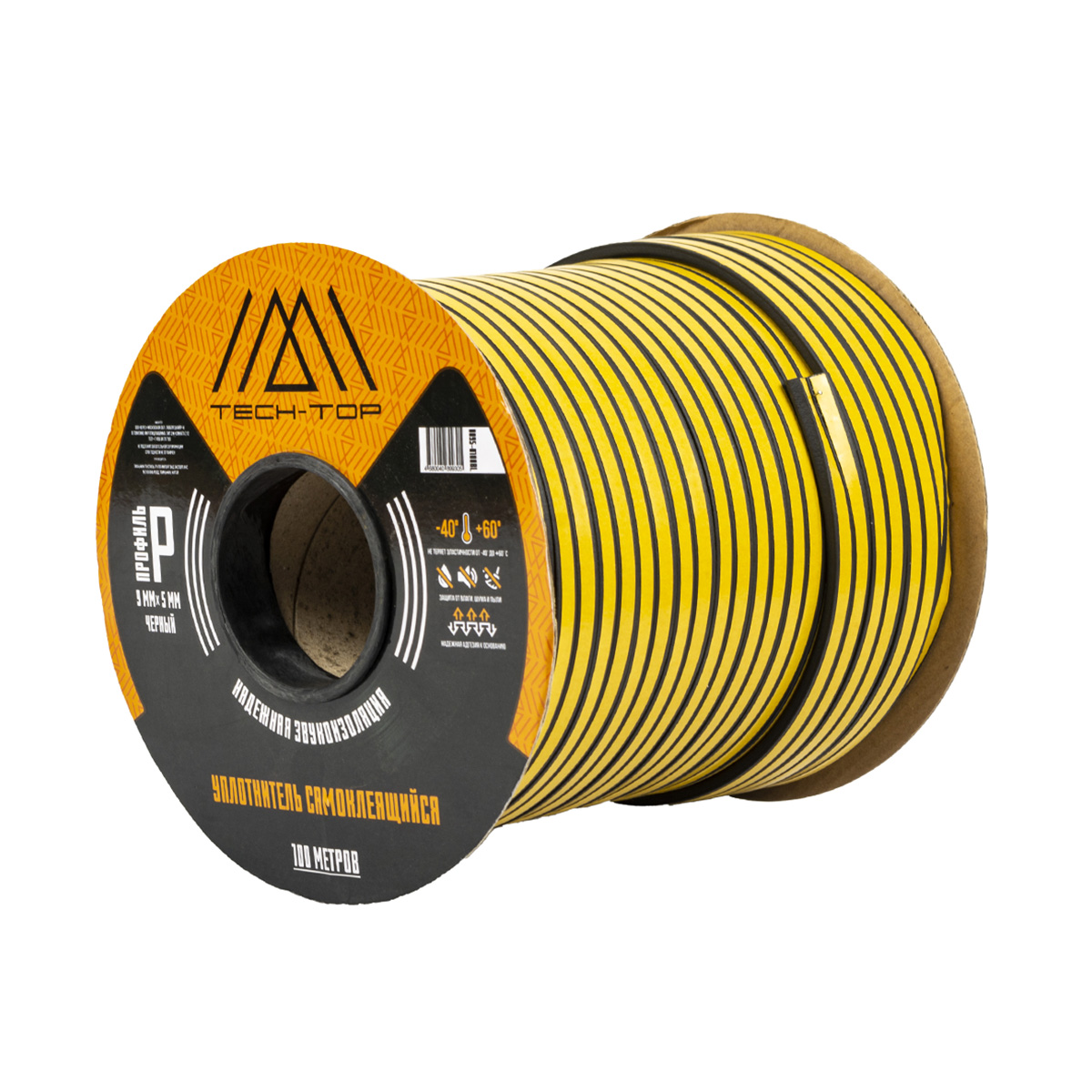 Уплотнитель p 9 х 5 мм черный бухта 100 м (1/8) "tech-top"