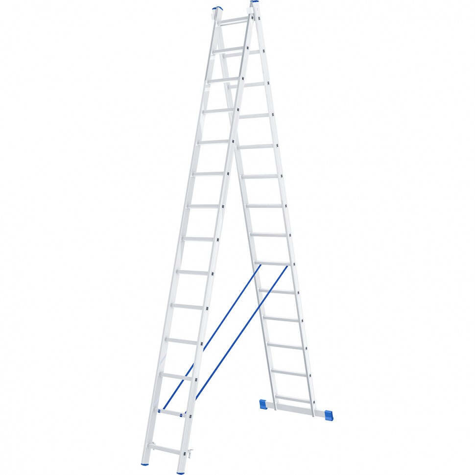 Лестница, 2 х 14 ступеней, алюминиевая, двухсекционная, Сибртех (97914)