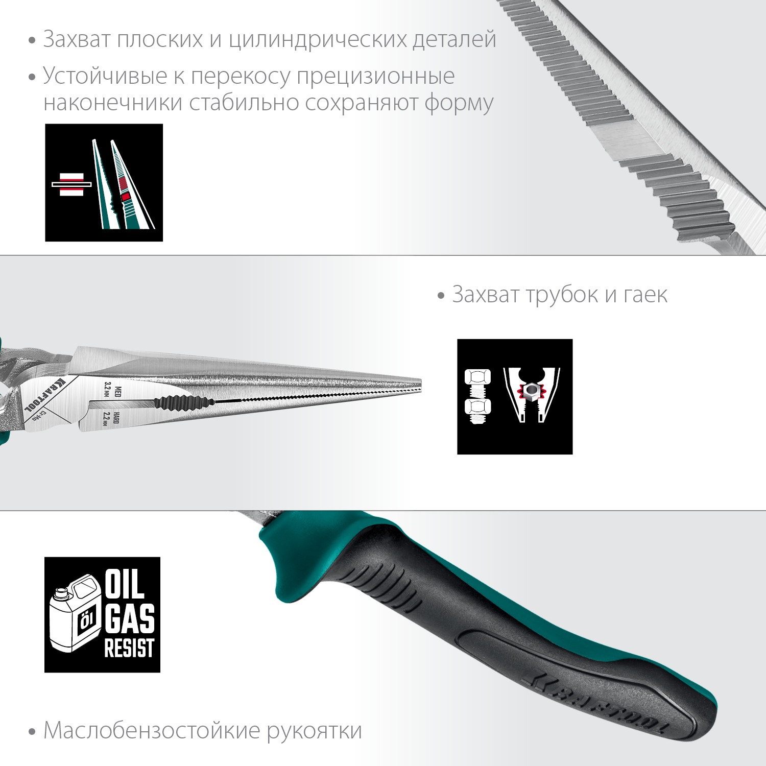 KRAFTOOL 4 предм., набор губцевого инструмента (22012)