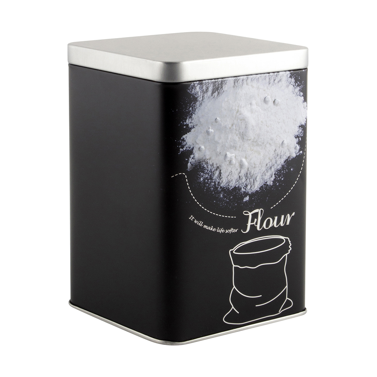 Банка метал. квадратная 1 л с крышкой "мука" (1/6/24) "mallony"