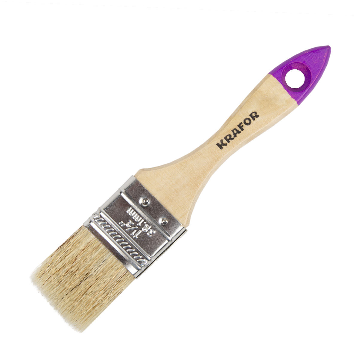 Кисть плоская  №1,5/38 мм  (12/1200) натур.щетина, дерев.ручка "krafor" 002-0015