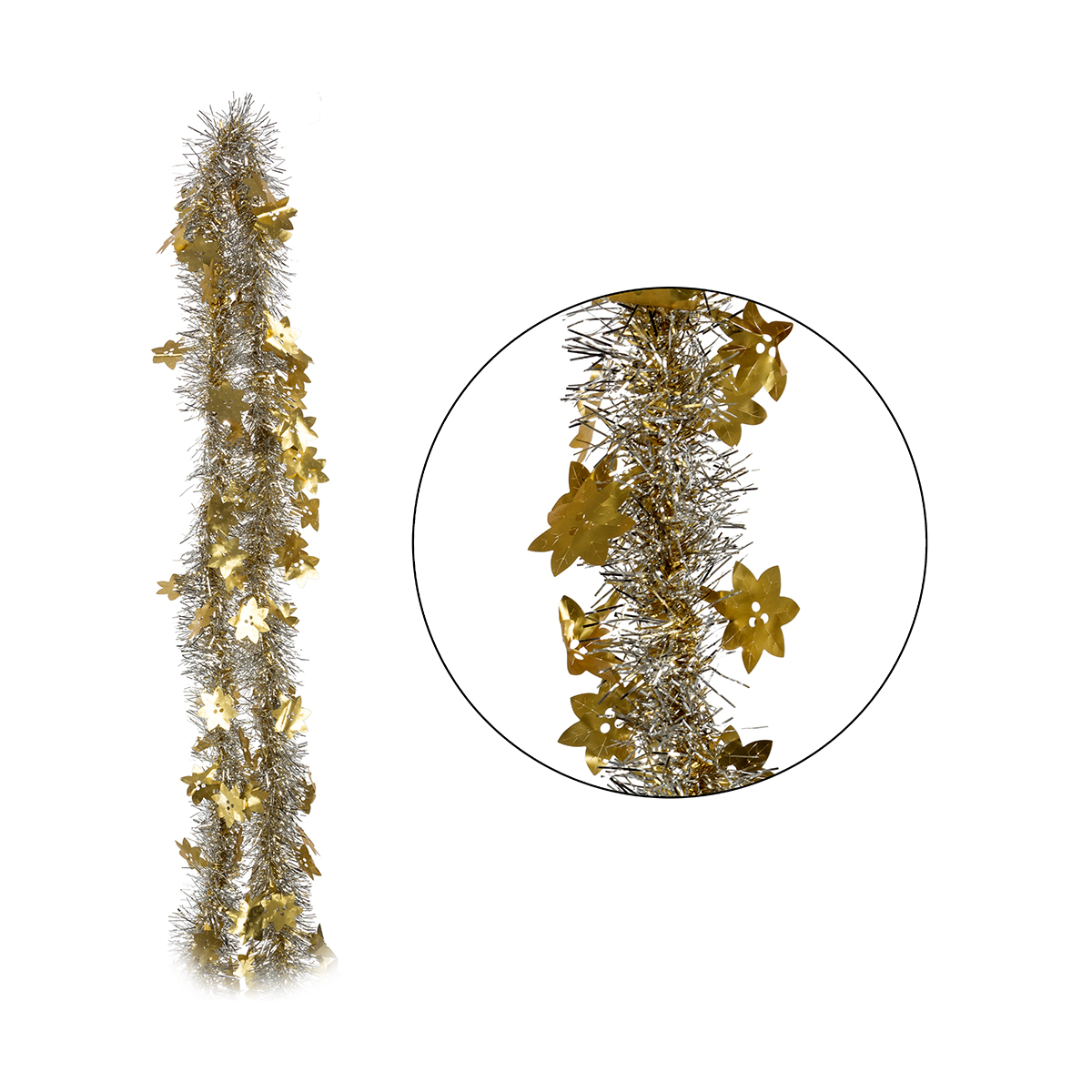 Мишура "снежинка" 2 м (золото) (1/100) "волшебная страна"