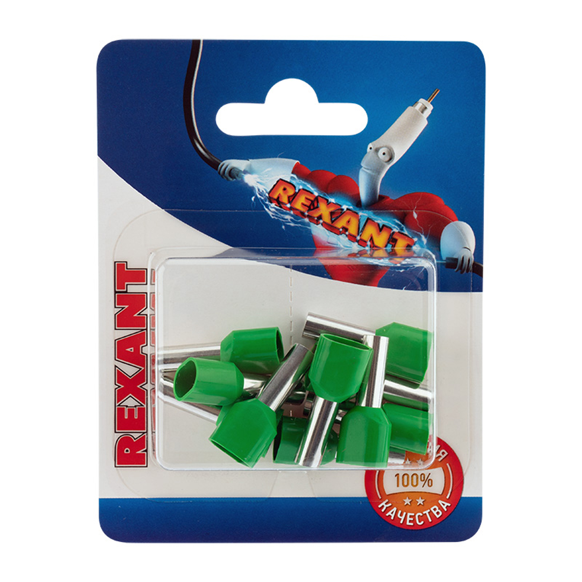 Наконечники штыревые втулочные изолир. ншви(2) 6.0-14 упак. 10 шт (зеленые) (1/10) "rexant"06-0412-a