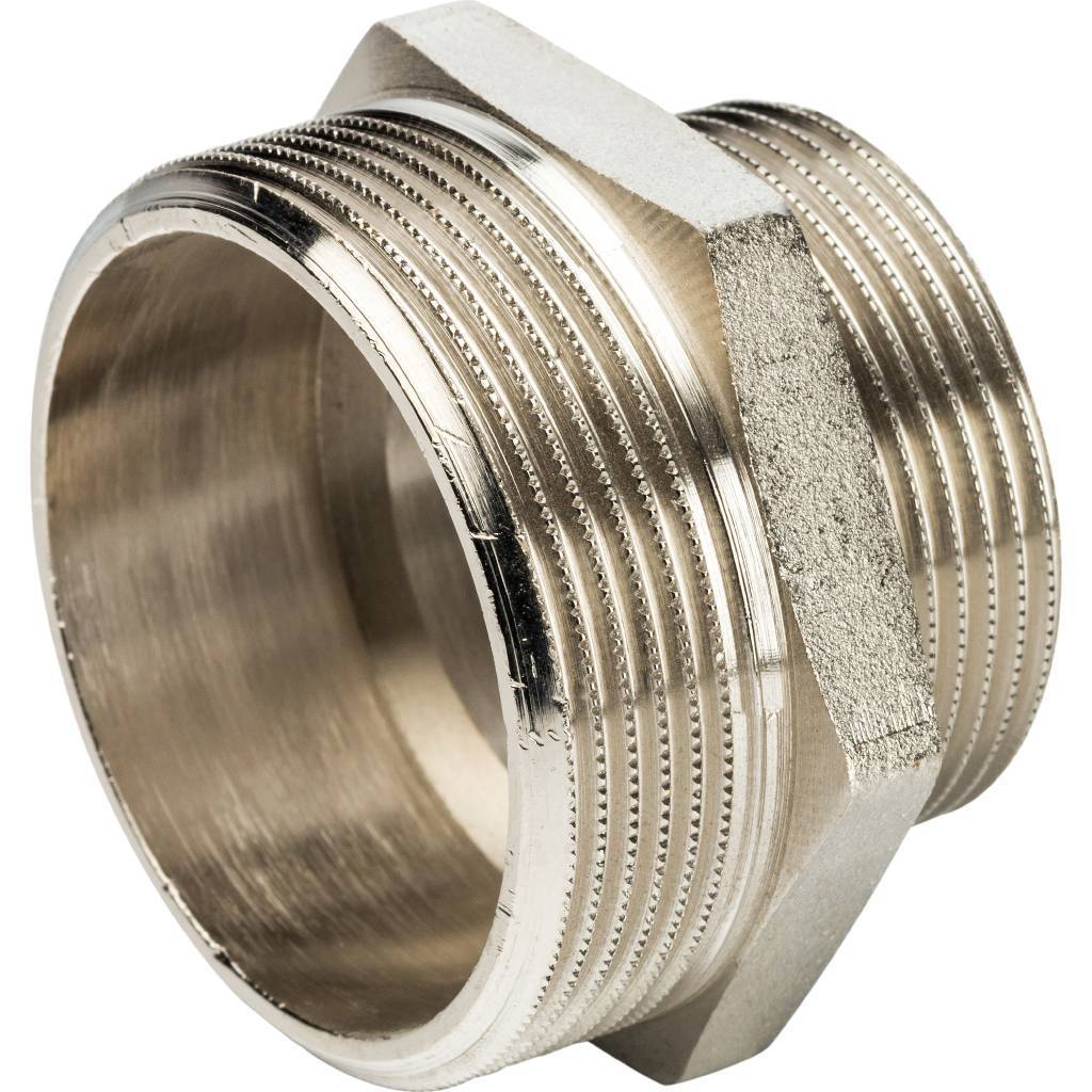 Ниппель переходной резьбовой НР 2" x 1"1/2 никель STOUT