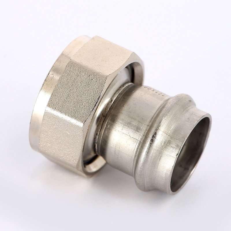 Муфта пресс-В с накидной гайкой 28х1"1/4 нержавеющая сталь Sanpress Inox VIEGA