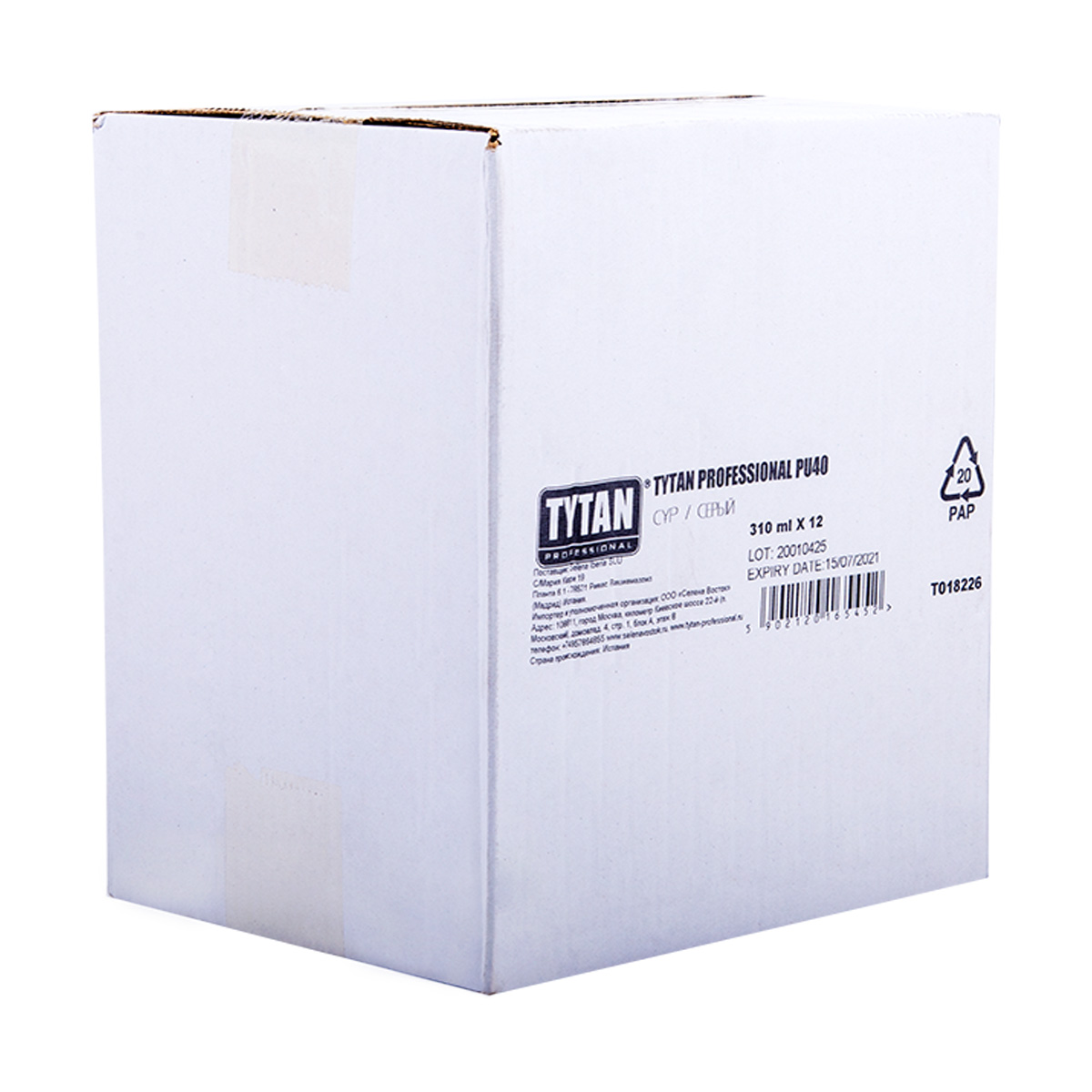 Герметик полиуретановый pu 40 серый 310 мл (12) "tytan professional"