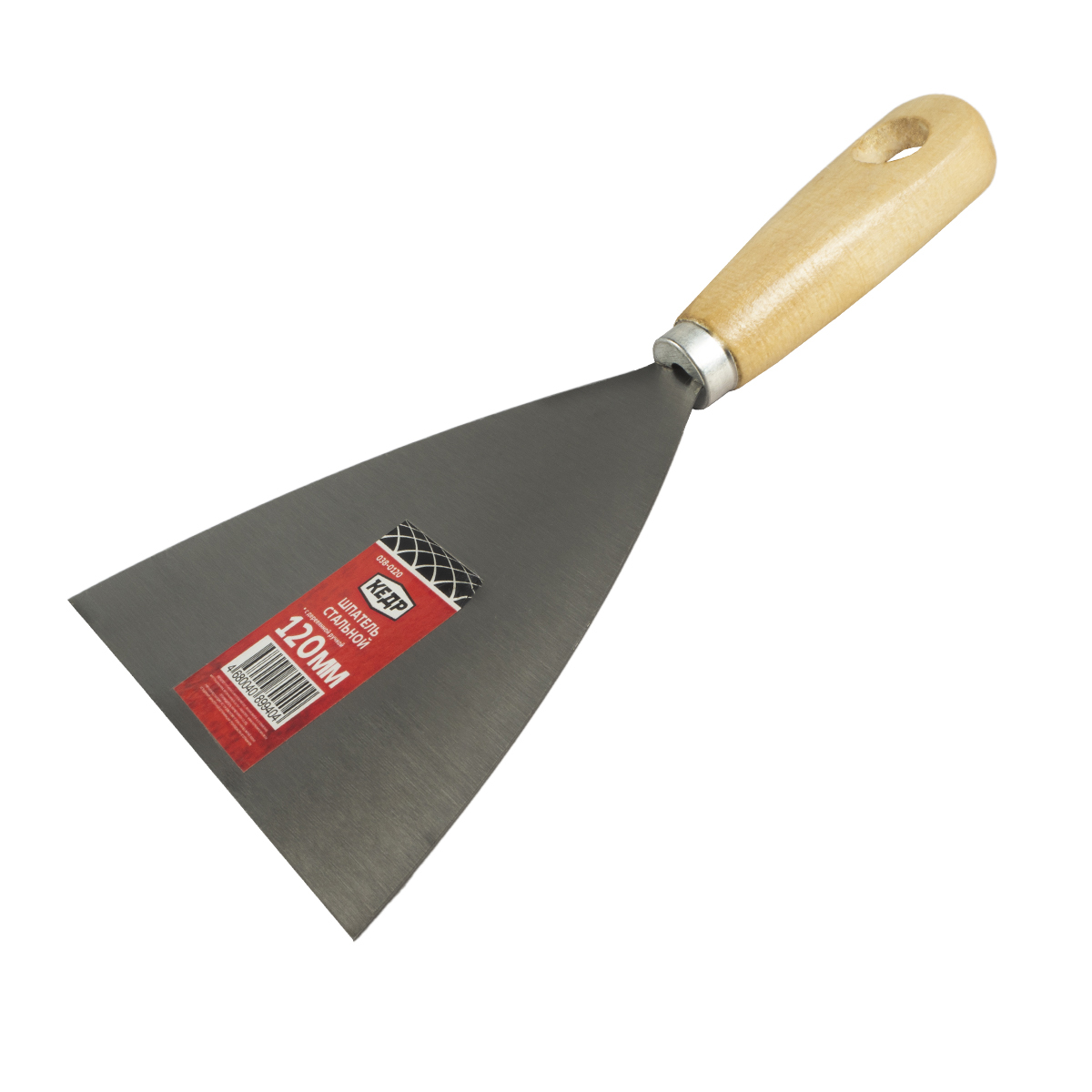 Шпатель стальной 120 мм дерев. ручка (12/240) "кедр"  038-0120