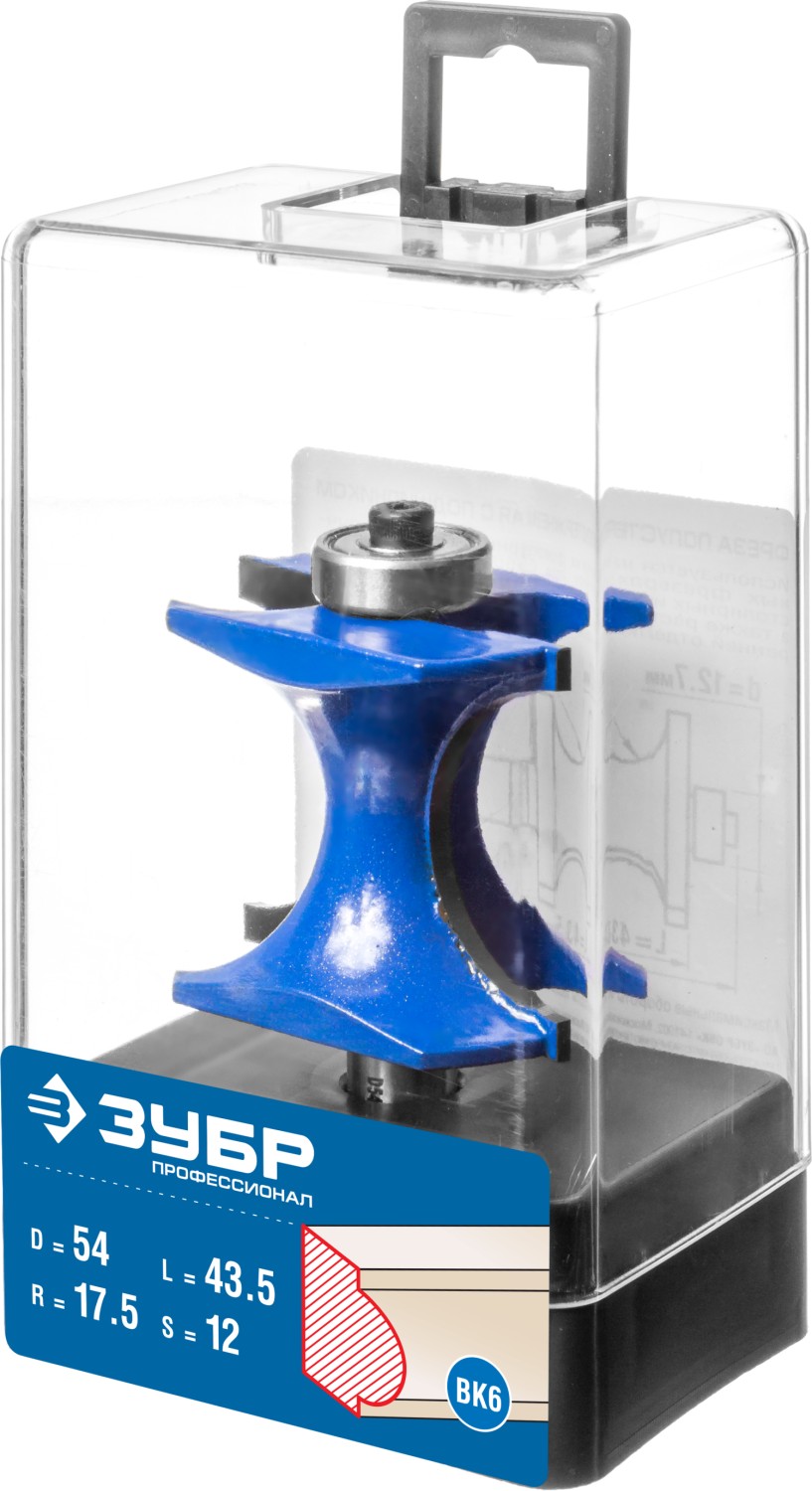 ЗУБР 54 x 51 мм, радиус 12.7 мм, фреза полустержневая с подшипником, Профессионал (28722-54)