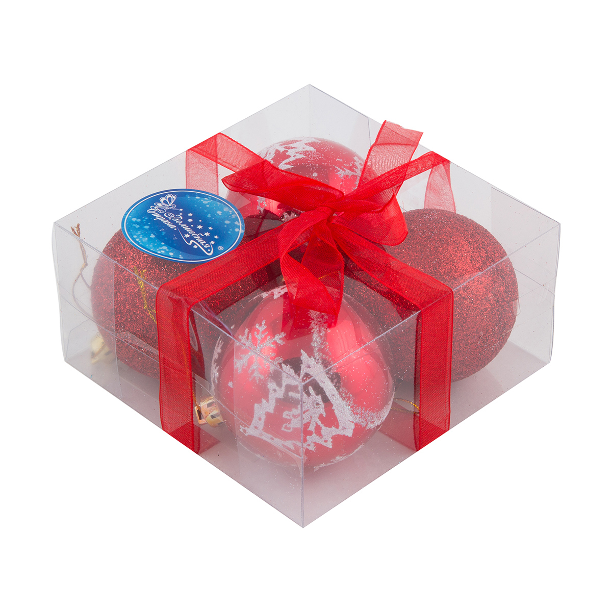 Шары новогодние pb6-4tdg-r набор 4 шт. d - 6 см, красный (1/24) "волшебная страна"