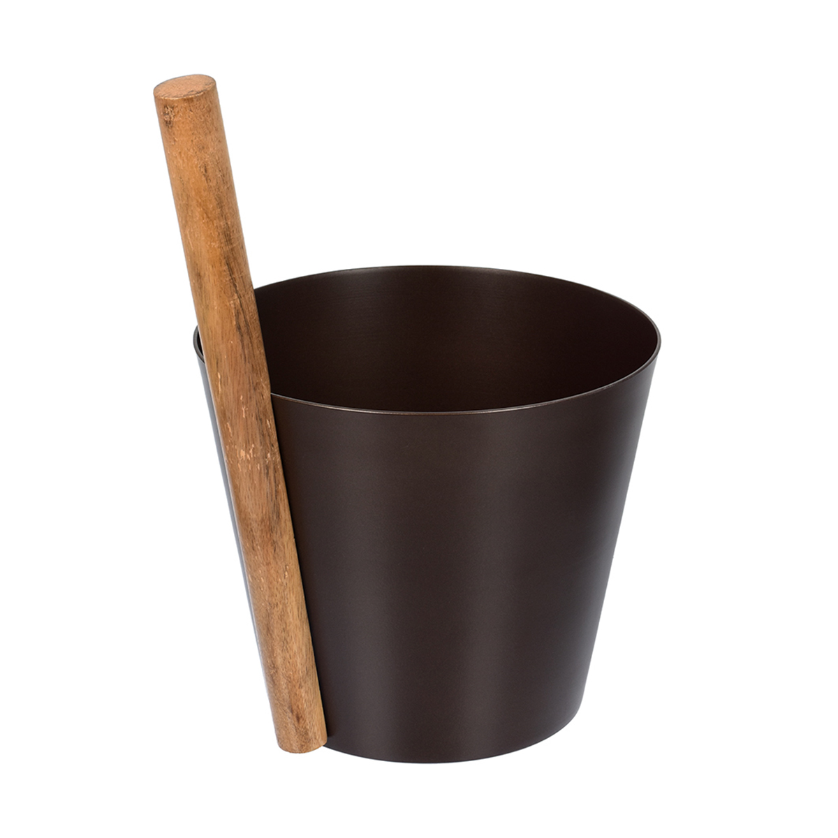 Бадья для бани и сауны алюмин. 5 л, дерев. ручка (коричневая) (1/4) "банные штучки" 41286