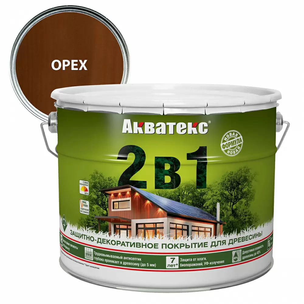 Акватекс 2 в 1 защит.-декор. покрытие для дерева алкидное полуматовое лессирующее, орех (9л)