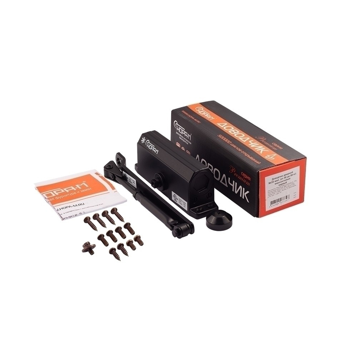 Доводчик дверной  3s черный (масса двери до 80 кг) (1/10) "нора-м"