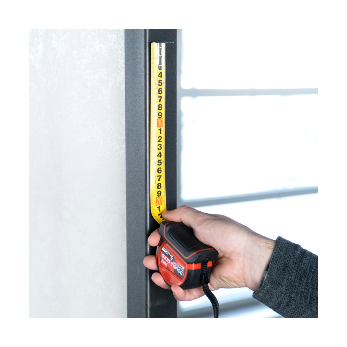 Рулетка с автостопом двухсторонняя шкала 5 м/25 мм обрезин. корпус (1/12/48) "beorol"