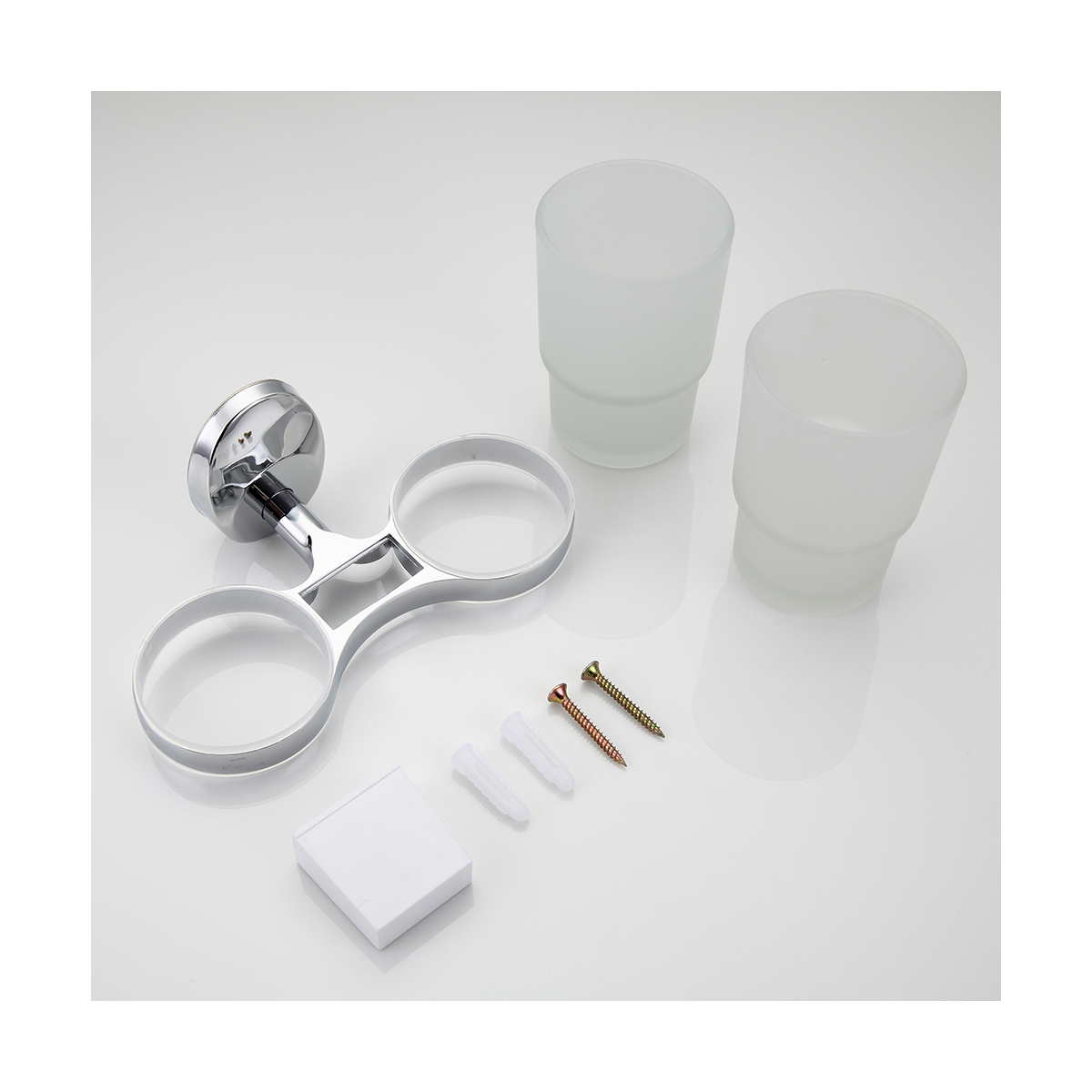 Стаканы для ванной комнаты 2 шт. с держателем f1608, хром (1/10/40) "frap"