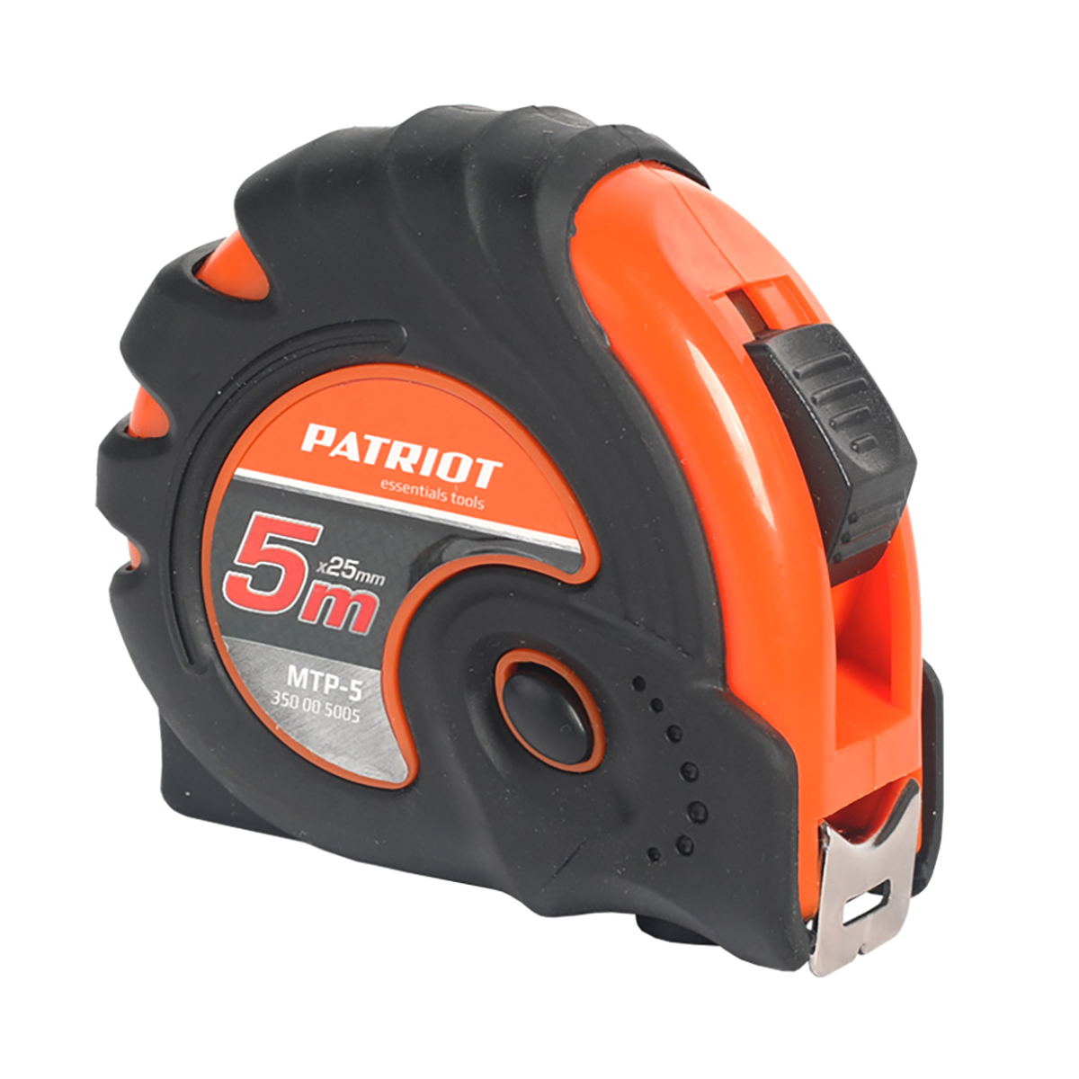 Рулетка с фиксатором  5 м/25 мм mtp-5 обрезин. корпус (1/12) "patriot" 350005005