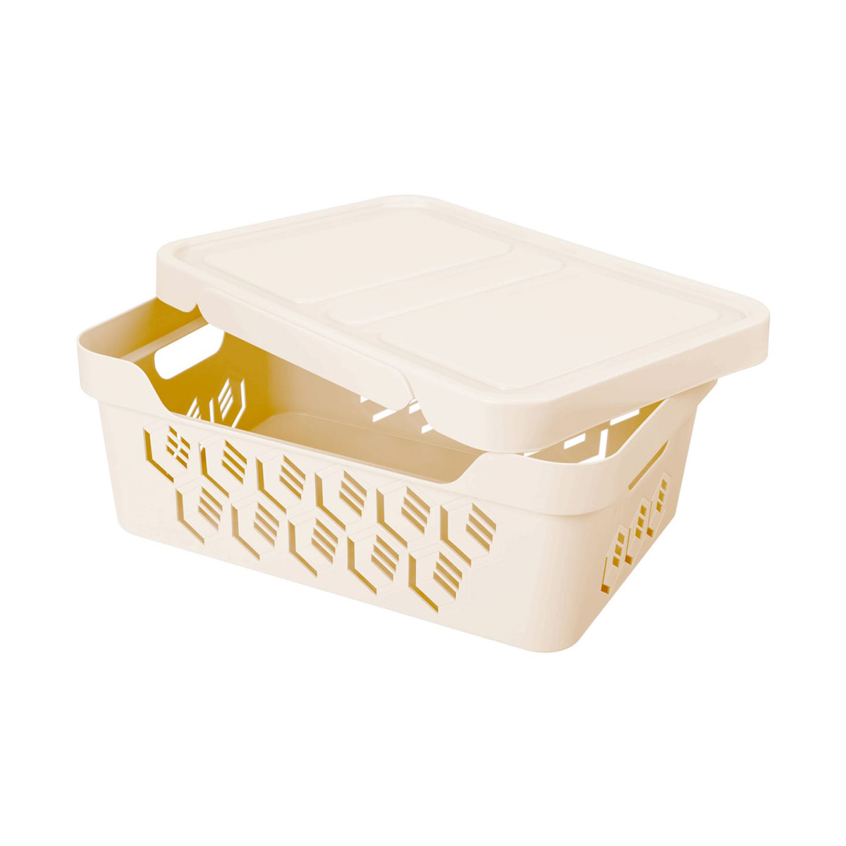 Ящик универс. с крышкой "deluxe" 380*276*140 мм 12 л (бежевый) (1/6) "бытпласт"