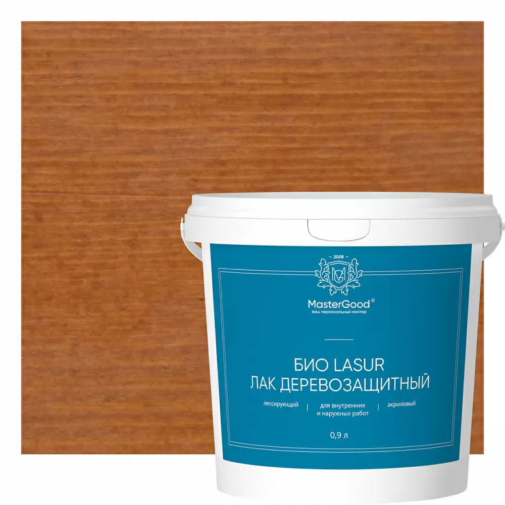 Master Good Био Lasur Лак лессирующий деревозащитный акриловый, груша (0,9л)