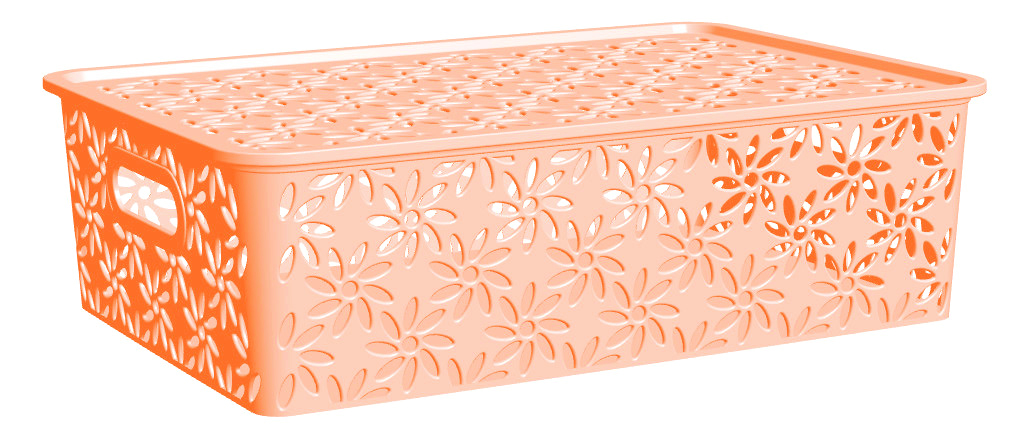 Корзина для хранения с крышкой "ромашки"  3 л  23,5*17,3*10,5 см (персик) (1/16) "виолет"