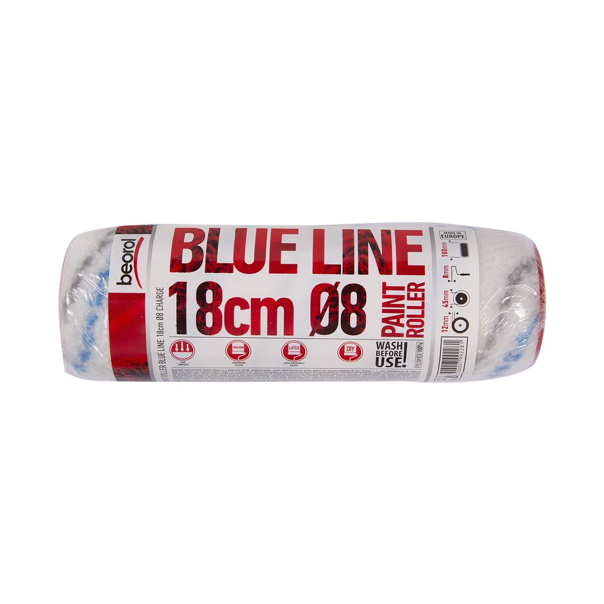 Валик запасной полиамид "blue line"  d45/180 мм (ворс 12 мм) бюгель 8 мм (1/30) "beorol"
