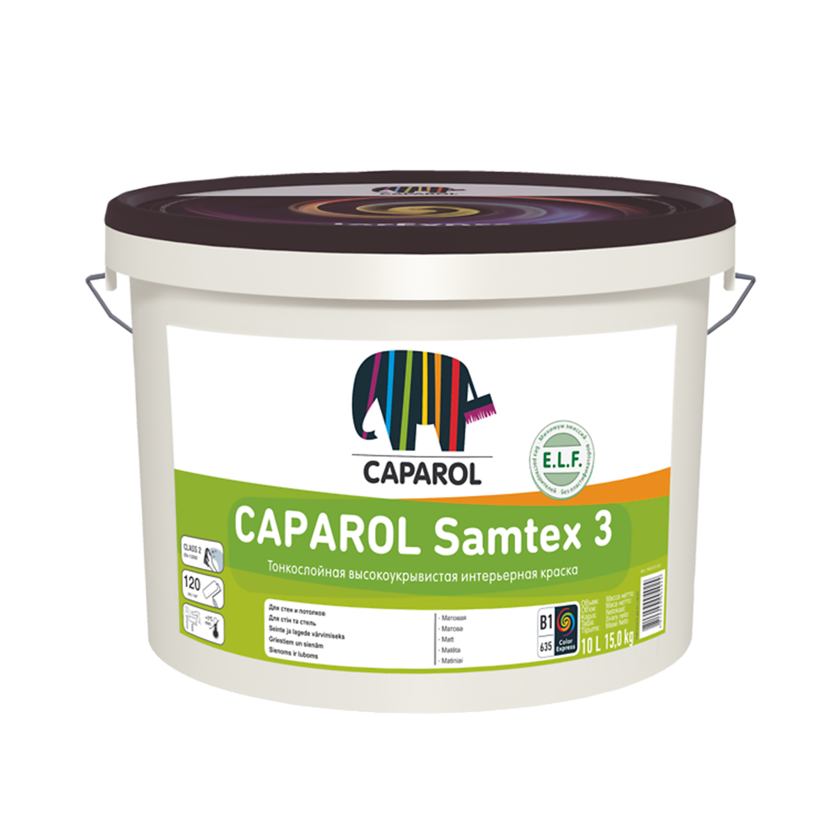 Краска интерьерная "samtex 3 elf" база 1 (белая) 10 л (1) "caparol"
