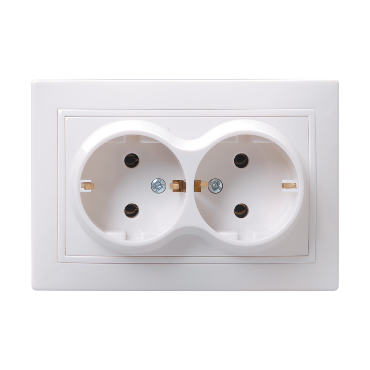 Розетка "кварта" 2-х местн. с заземл. рс12-3-кб, 16а (керам.) белый (1/10/100) "iek"