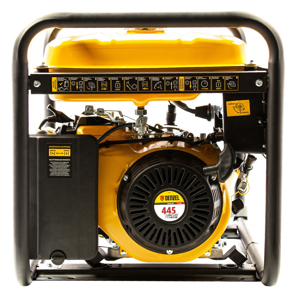 Генератор бензиновый GE 8900, 8.5 кВт, 220 В/50 Гц, 25 л, ручной старт Denzel (94639)