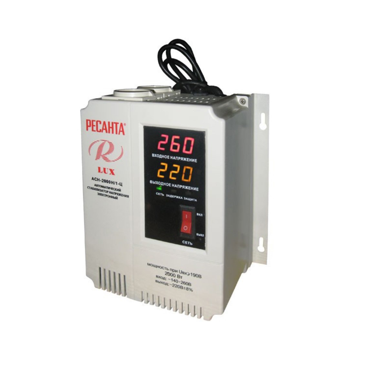 Стабилизатор напряжения асн-2000н/1-ц  lux  2 квт (1) "ресанта"