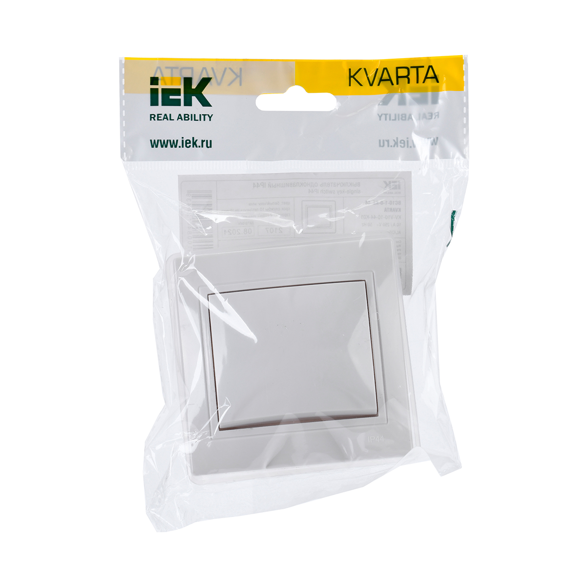 Выключатель "kvarta" 1 кл. вс10-1-0-кб-44, 10а, белый (1/8/160) "iek"