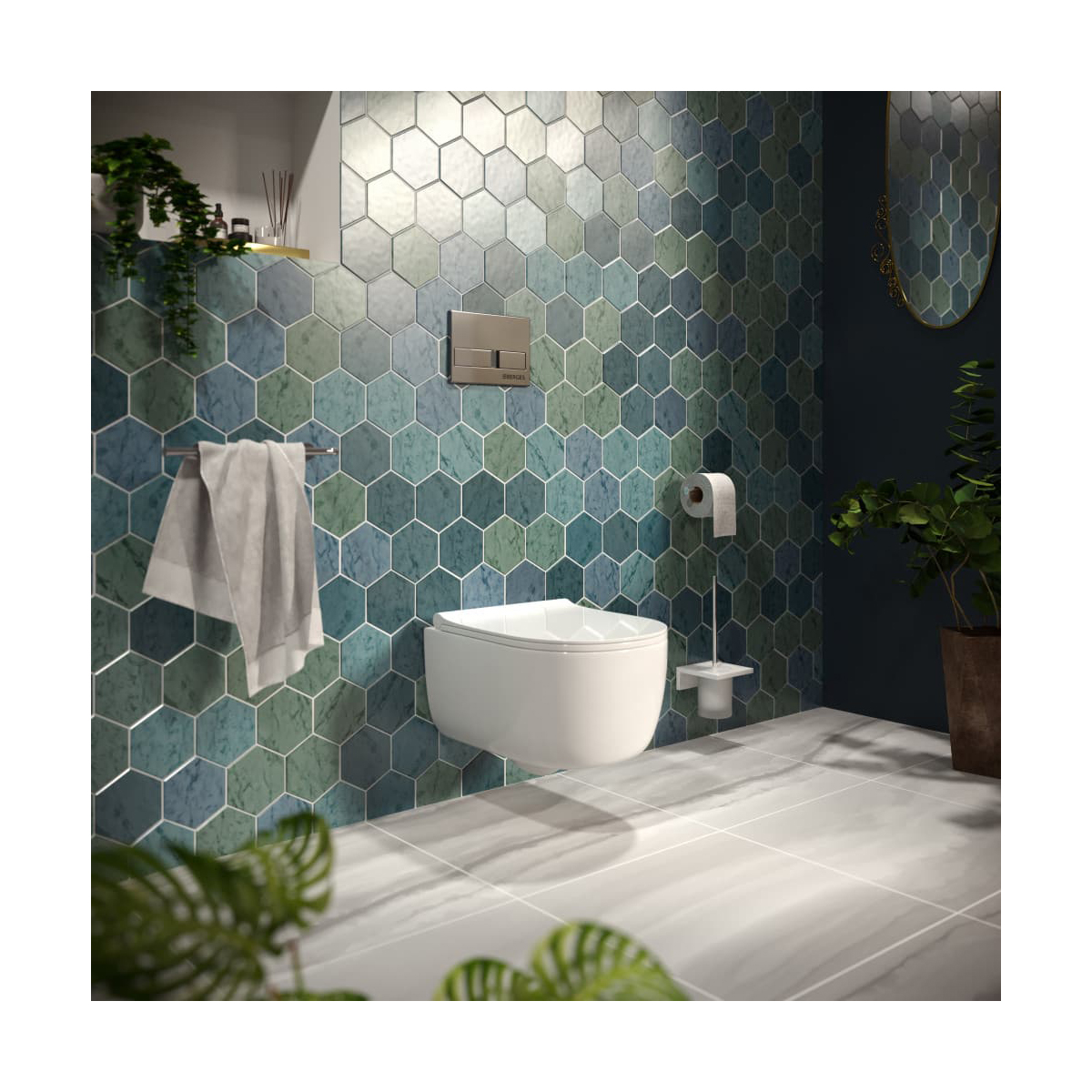 Инсталляция рамная для подвесного унитаза "novum" с кнопкой l3 (хром глянц.) (1) "berges"