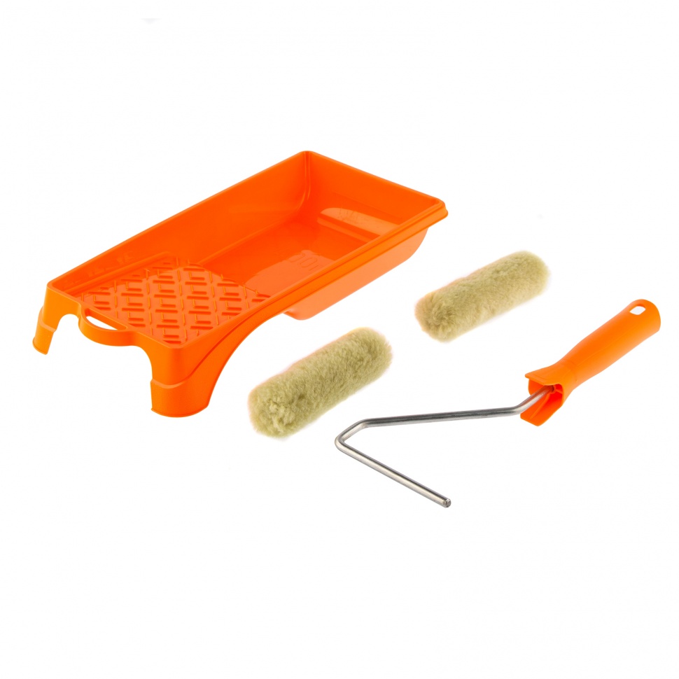 Малярный набор для фасадных работ: кювета 150 мм х 290 мм и мини-валик 110 мм Сибртех (80457)